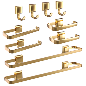 Kit Acessórios para Banheiros 10 Pçs Toalheiro Luxo Gold Dourado