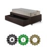 Base Box Cama Solteiro Sapateira Courino Linho Marrom e Colchão Airtech Ortobom 88x188 - 11