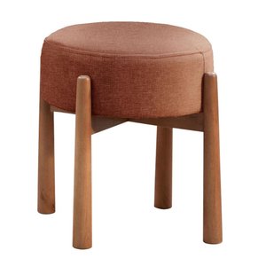 Puff Banqueta Lotus Luxo Madeira Maciça Castellar Móbile Linho Terracota