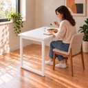 Ver imagem 3 de Mesa de Jantar Reforçada Industrial 110x50cm Tampo Branco Pés Branco