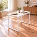 Ver imagem 2 de Mesa de Jantar Reforçada Industrial 110x50cm Tampo Branco Pés Branco