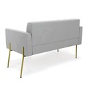 Ver imagem 5 de Sofá Namoradeira e 2 Poltronas Pé de Ferro Dourado Elisa Suede Cinza D03 - D'Rossi