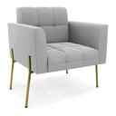 Ver imagem 4 de Sofá Namoradeira e 2 Poltronas Pé de Ferro Dourado Elisa Suede Cinza D03 - D'Rossi