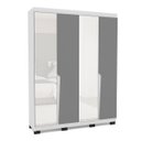 Ver imagem 2 de Roupeiro Solteiro Porto 4 Portas com Espelho 161x214cm Branco/Cinza 240847