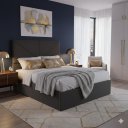 Ver imagem 1 de Cabeceira Casal Suede Cinza Estofada V3a com Pés 1,40 Rbl