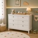 Ver imagem 1 de Cômoda Infantil 6 Gavetas Branco com Puxadores Verde Jade | Madeira Maciça | Quater