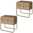 Ver imagem 1 de Kit 02 Mesas de Cabeceira 2 Gavetas Organica 60 Cm 28062 Artesano Hanover Dourado