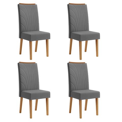 Kit com 4 Cadeiras de Jantar em MDF Encosto Bordado Giulia Cobre/Cinza