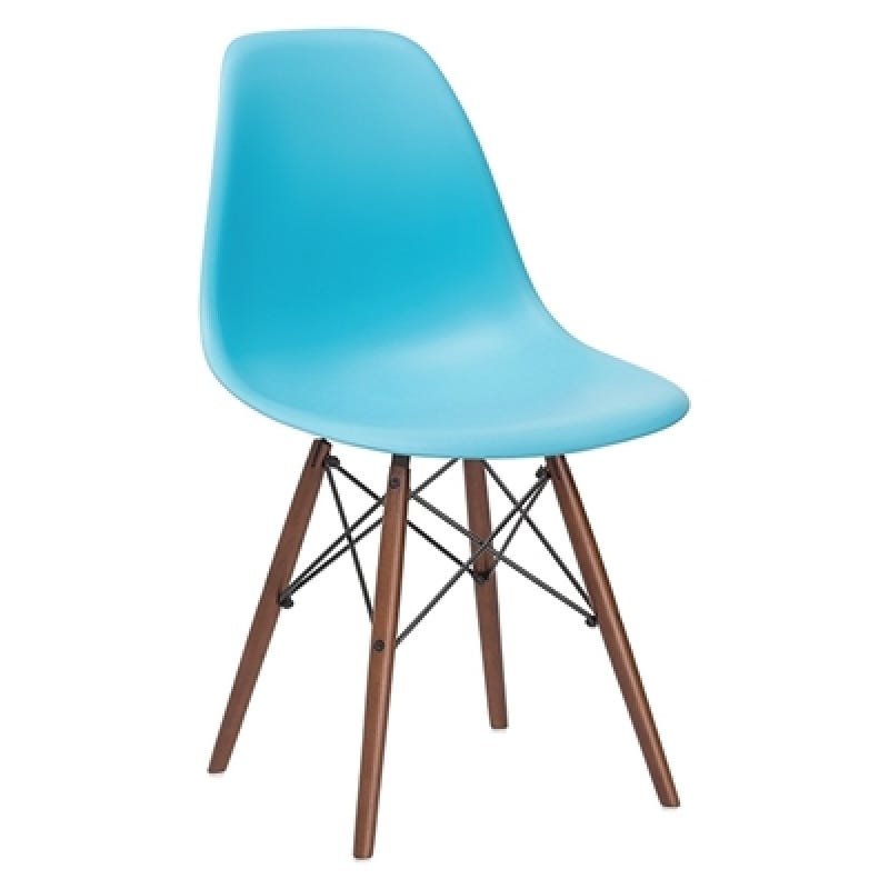 Cadeira Charles Eames Eiffel Dsw Azul Tiffany Madeira Escura