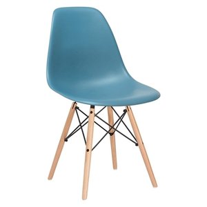 Cadeira Charles Eames Eiffel Dsw - Turquesa- Madeira Clara