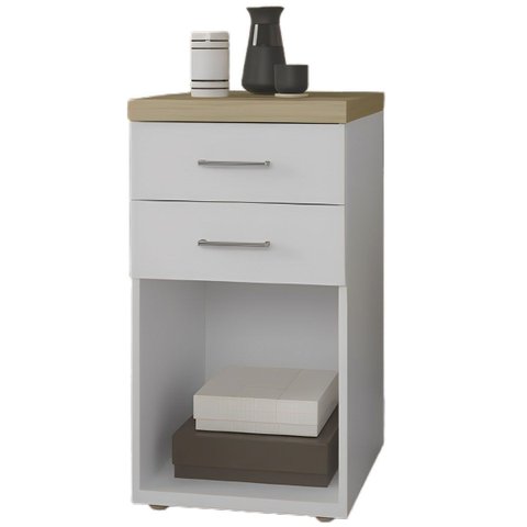 Gaveteiro para Escritório com 2 Gavetas e Nicho Loke Olmo/branco