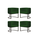 Ver imagem 1 de Kit 4 Poltronas Reforçada Decorativa Sala Gabriela Base Ferro Preta Suede Verde