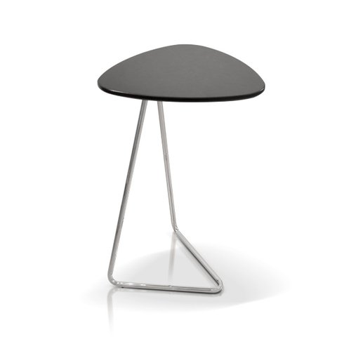 Mesa Apoio Lateral Organic para Sofá Pé Cromado 65cm:Laca Preto