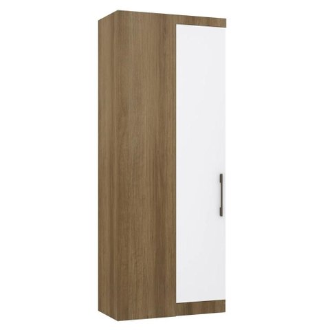 Guarda Roupa Canto Reto 90cm com 1 Porta Delphi Avelã/branco L01 - Mpozenato
