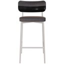 Ver imagem 4 de Kit 06 Banquetas Alta Bar Cozinha Sala de Jantar Aço Branco Kaira C01 Linho Preto Courino Preto -
