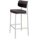 Ver imagem 5 de Kit 06 Banquetas Alta Bar Cozinha Sala de Jantar Aço Branco Kaira C01 Linho Preto Courino Preto -