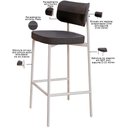 Ver imagem 7 de Kit 06 Banquetas Alta Bar Cozinha Sala de Jantar Aço Branco Kaira C01 Linho Preto Courino Preto -