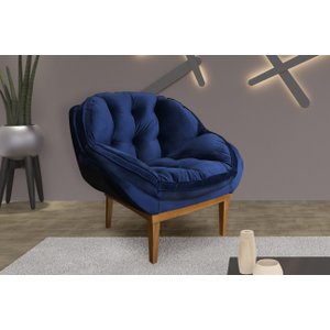 Poltrona Decorativa Marcela Veludo Azul Marinho