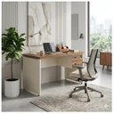 Ver imagem 5 de Mesa de Escritório Executiva Reta com Gavetas 1,20m x 0,60m (Tampo 40mm) Nogal Sevilha / Champanhe