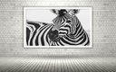 Ver imagem 1 de Quadro Decorativo Fotografia Zebra Preto e Branco - 70x50cm:moldura Branca