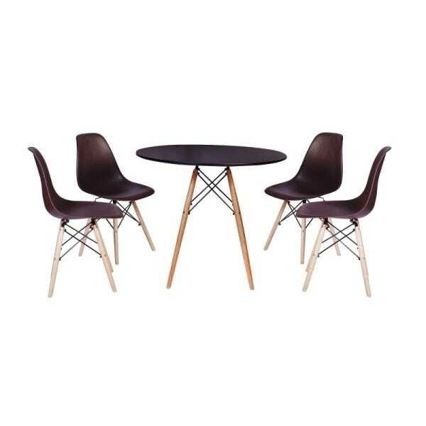 Kit Mesa Jantar Eiffel 90cm Preta + 4 Cadeiras Charles Eames - 1