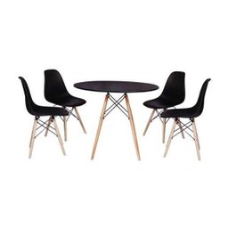 Kit Mesa Jantar Eiffel 90cm Preta + 4 Cadeiras Charles Eames NEW - 1