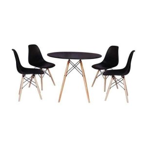 Kit Mesa Jantar Eiffel 90cm Preta + 4 Cadeiras Charles Eames NEW