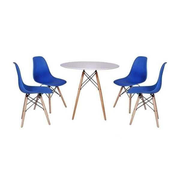 Kit Mesa Jantar Eiffel 90cm Branca + 4 Cadeiras Charles Eames - 1