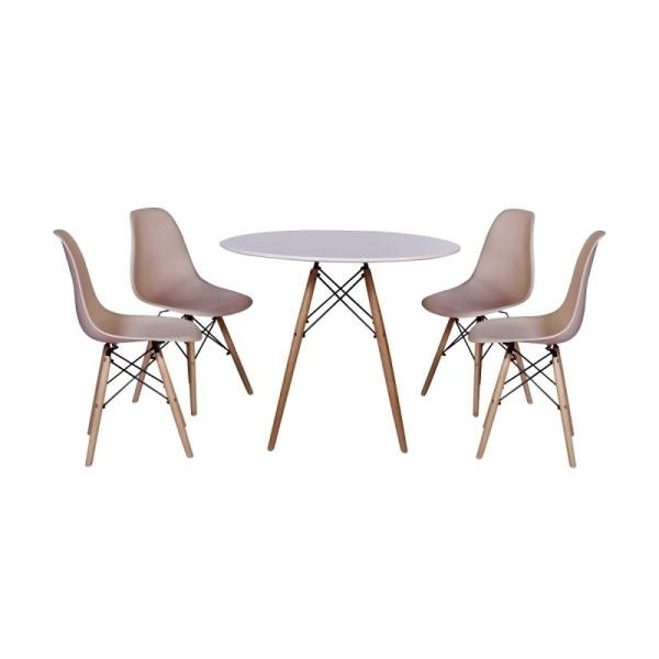 Kit Mesa Jantar Eiffel 90cm Branca + 4 Cadeiras Charles Eames