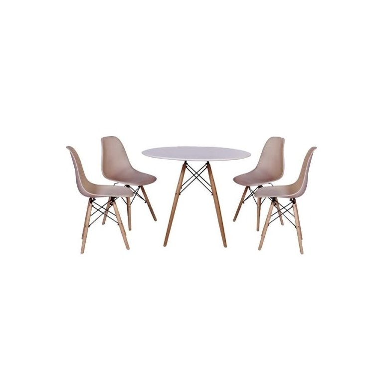 Kit Mesa Jantar Eiffel 90cm Branca + 4 Cadeiras Charles Eames