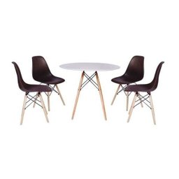 Kit Mesa Jantar Eiffel 90cm Branca + 4 Cadeiras Charles Eames - 1