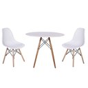 Ver imagem 1 de Kit Mesa Jantar Eiffel 80cm Branca + 2 Cadeiras Charles Eames - Branca