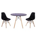 Ver imagem 1 de Kit Mesa Jantar Eiffel 80cm Preta + 2 Cadeiras Charles Eames - Preta