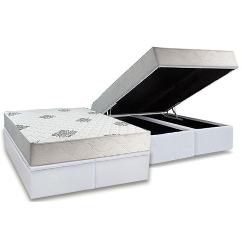 Cama Box Baú Queen + Colchão Ortopédico Inovaflex Comfort Premium