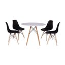 Ver imagem 1 de Kit Mesa Jantar Eiffel 80cm Branca + 4 Cadeiras Charles Eames - Preta