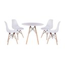 Ver imagem 1 de Kit Mesa Jantar Eiffel 80cm Branca + 4 Cadeiras Charles Eames - Branca