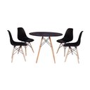 Ver imagem 1 de Kit Mesa Jantar Eiffel 80cm Preta + 4 Cadeiras Charles Eames - Preta