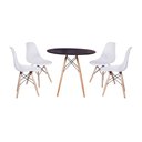 Ver imagem 1 de Kit Mesa Jantar Eiffel 80cm Preta + 4 Cadeiras Charles Eames - Branca