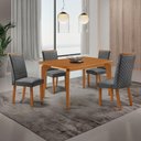 Ver imagem 1 de Mesa Liz 4 Lugares Retangular MDF 120cm com Cadeiras Lira Grafite Moderna