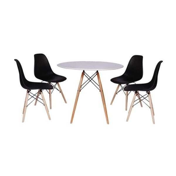 Kit Mesa Jantar Eiffel 90cm Branca + 4 Cadeiras Charles Eames Prolar - 1