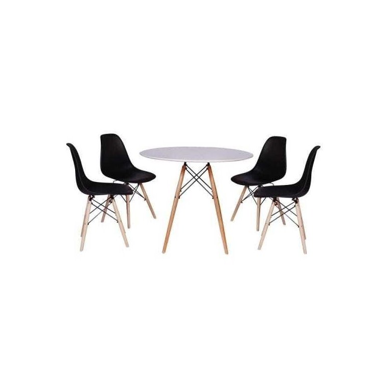 Kit Mesa Jantar Eiffel 90cm Branca + 4 Cadeiras Charles Eames Prolar