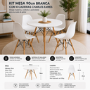 Ver imagem 4 de Kit Mesa 90cm Branca com 4 Cadeiras Charles Eames Polipropileno Sala de Jantar