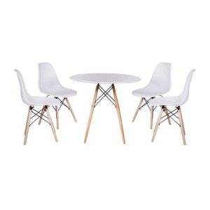 Kit Mesa Jantar Eiffel 90cm Branca + 4 Cadeiras Charles Eames