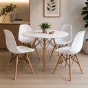 Ver imagem 3 de Kit Mesa 90cm Branca com 4 Cadeiras Charles Eames Polipropileno Sala de Jantar