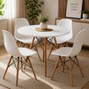 Ver imagem 1 de Kit Mesa 90cm Branca com 4 Cadeiras Charles Eames Polipropileno Sala de Jantar