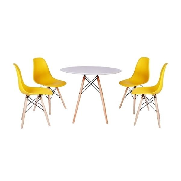 Kit Mesa Jantar Eiffel 90cm Branca + 4 Cadeiras Charles Eames - 1