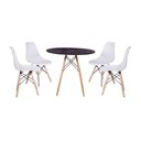 Ver imagem 1 de Kit Mesa Jantar Eiffel 90cm Preta + 4 Cadeiras Charles Eames - Branca - NEW