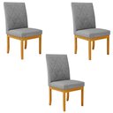 Ver imagem 1 de Kit 3 Cadeiras de Sala de Jantar Estofadas Gomes Madeira Maciça Linho Cinza G78 - Gran Belo Cadeira