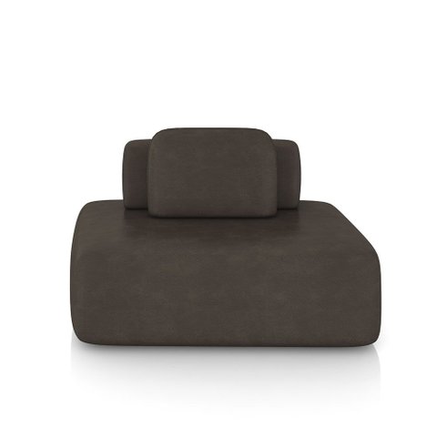Sofá Ilha Sala de Estar Modulado Dakota 142cm Encosto Almofada Solta Pu Marrom G33 - Gran Belo