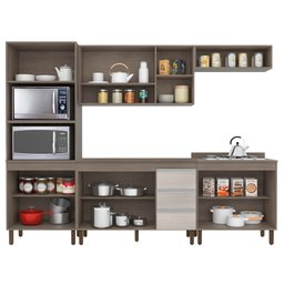 Armário de Cozinha Modulada Karen 5 Pçs C/ Tampo 7650 P14 Malbec/avelã - Mpozenato - 5